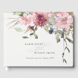 Livro De Visitas Casamento Floral de Elegante Dusky Blush Rosa Wild