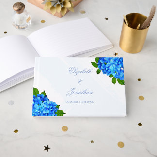 Livro De Visitas Casamento Floral de Hortênsia Azul
