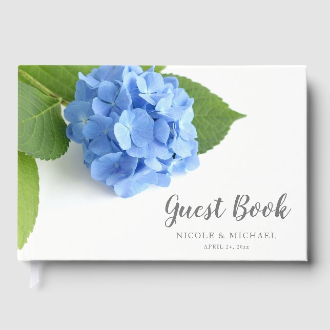 Livro De Visitas Casamento Floral de Hydrangea Azul (Frente)