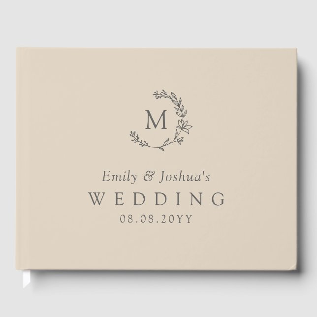 Livro De Visitas Casamento Floral De Linen E Cinzas (Frente)