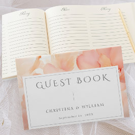 Livro De Visitas Casamento Floral de Peach Moderno