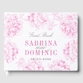 Livro De Visitas Casamento Floral de Península Elegante Fuchsia Ros