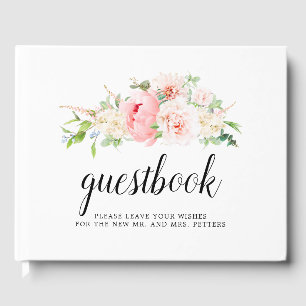 Livro De Visitas Casamento Floral de Peony Rosa