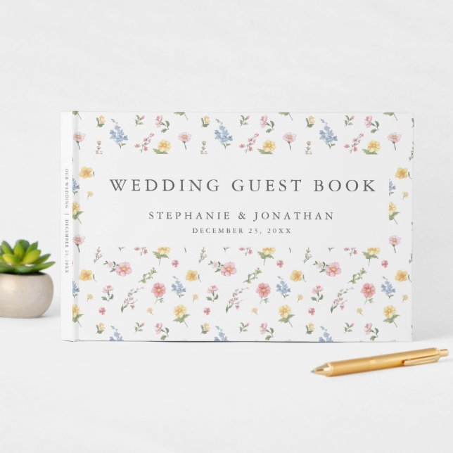 Livro De Visitas Casamento Floral do Jardim do Primavera de Pastel  (Exibição In Situ)