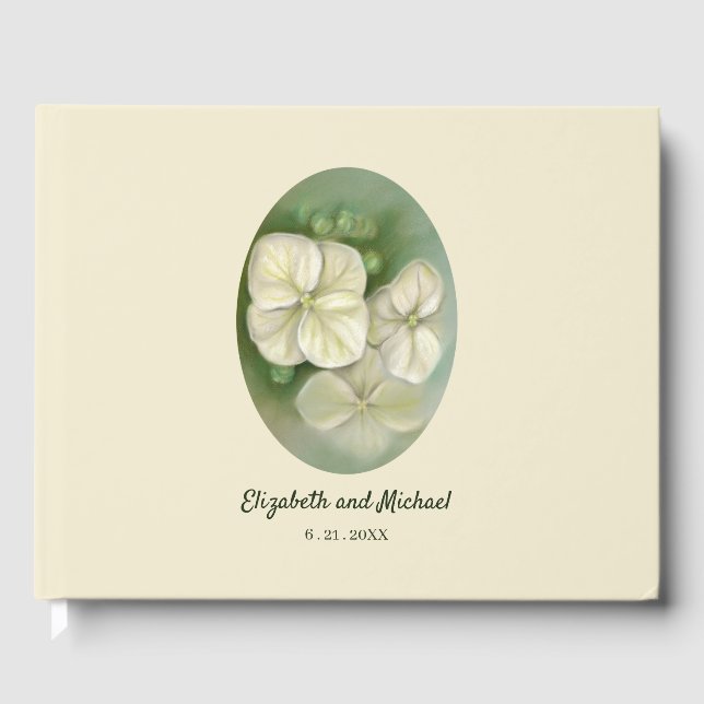 Livro De Visitas Casamento Floral do Pastel Branco Molho Hydrangea (Frente)