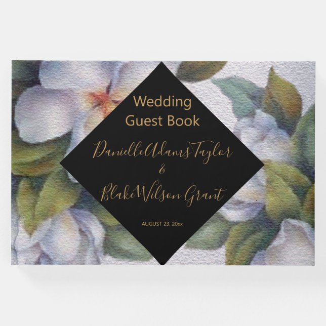 Livro De Visitas Casamento Floral Elegante De Aquarela, Recepção (Frente)