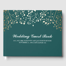 Livro De Visitas Casamento Floral Elegante Elegante Dourado