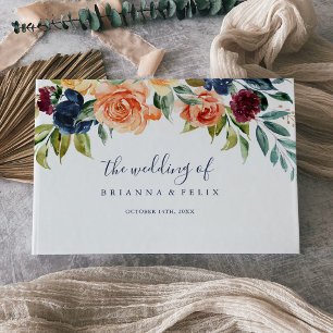 Livro De Visitas Casamento Floral Elegante Multicolor 