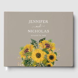 Livro De Visitas Casamento Floral Elegante Taupe