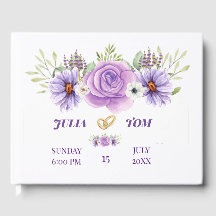 Casamento Floral em Aquarela Roxa Elegante