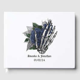 Livro De Visitas Casamento Floral Gótico Azul Marinho