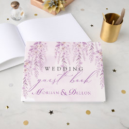 Livro De Visitas Casamento Floral Lavanda Bege Sofisticado