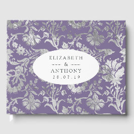 Livro De Visitas Casamento Floral Lavanda e Prata