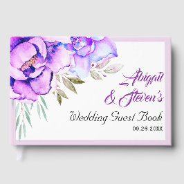 Livro De Visitas Casamento floral lilac floral com flores alveolare