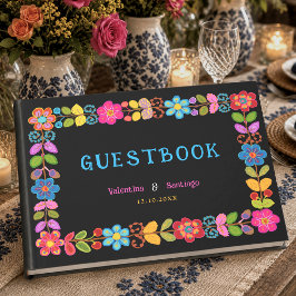 Livro De Visitas Casamento floral mexicano moderno