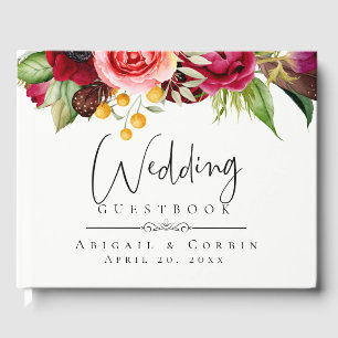 Livro De Visitas Casamento Floral Moderno Bohemian