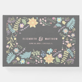 Livro De Visitas Casamento Floral Moderno Cor-de-Rosa Esmagada cinz