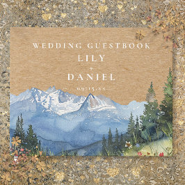 Livro De Visitas Casamento Floral Montanhoso com Aquarela Rústica K