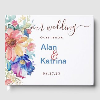 Livro De Visitas Casamento Floral Ousado