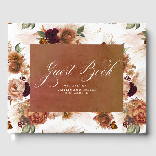 Livro De Visitas Casamento Floral Pampas Grass Terracotta Boho