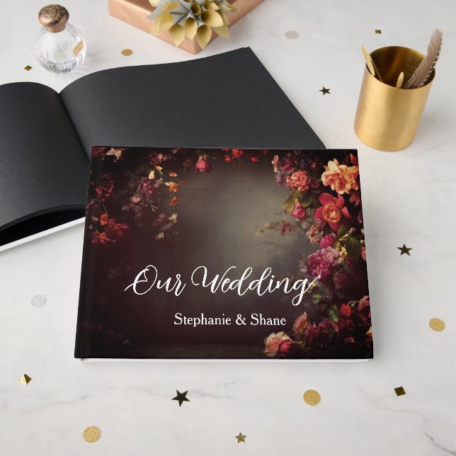 Livro De Visitas Casamento Floral Personalizado (Frente aberta)