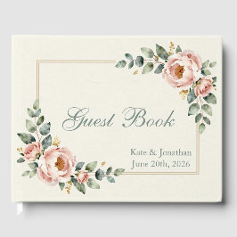 Livro De Visitas Casamento Floral Personalizável