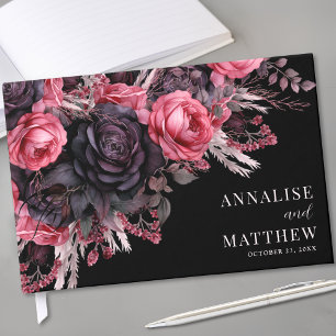 Livro De Visitas Casamento Floral Preto Gótico