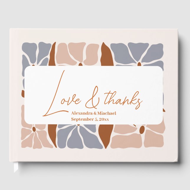 Livro De Visitas Casamento Floral Retro Boho Chic (Frente)
