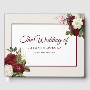Livro De Visitas Casamento floral romântico elegante