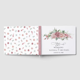 Livro De Visitas Casamento Floral Rosa Empoeirado