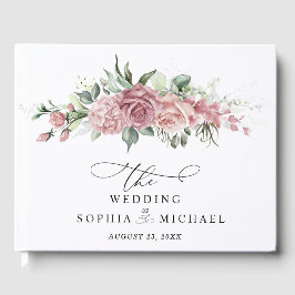 Livro De Visitas Casamento Floral Rosa Empoeirado