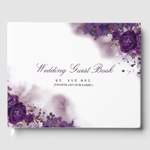 Livro De Visitas Casamento floral roxo da beringela