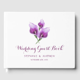 Livro De Visitas Casamento floral roxo do lírio de Calla da