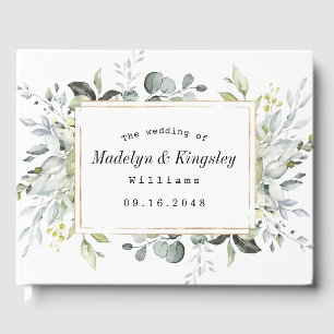 Livro De Visitas Casamento Floral Russo Azul e Dourado Elegante