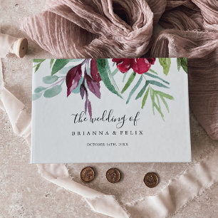 Livro De Visitas Casamento Floral Tropical de Caligrafia