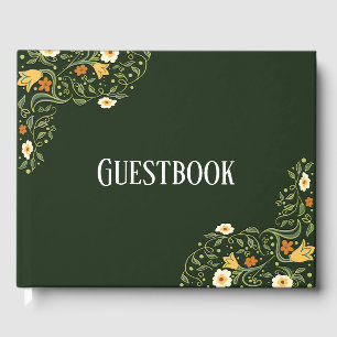 Livro De Visitas Casamento floral verde