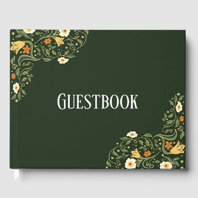Livro De Visitas Casamento Floral Verde (Frente)