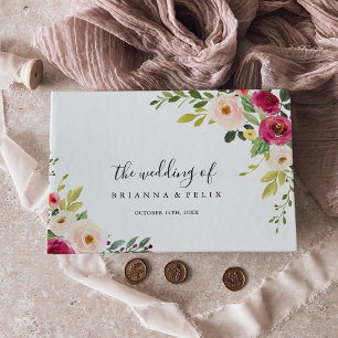 Livro De Visitas Casamento Floral Verde-Rosa
