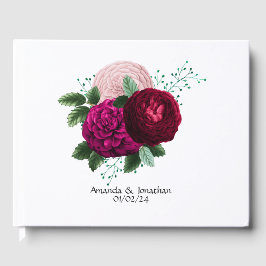 Livro De Visitas Casamento Floral Viva Magenta