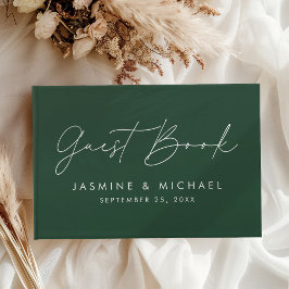 Livro De Visitas Casamento Foto Verde Script Moderno