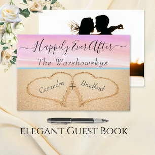 Livro De Visitas Casamento Fotográfico Blush Pink Beach 2 Heart
