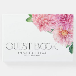 Livro De Visitas Casamento Fotográfico das flores de Dahlia Rosa-D-