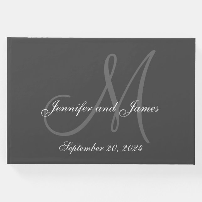 Livro De Visitas Casamento Fotográfico de Nomes de Cinzas Elegantes (Frente)