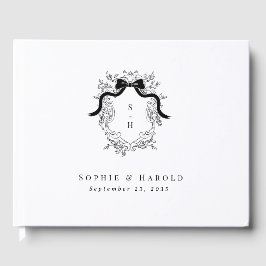 Livro De Visitas Casamento Francês Vintage Vitoriano Crest Monogram