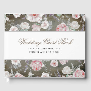 Livro De Visitas Casamento gasto brandamente do rosa e o branco do