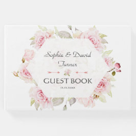 Livro De Visitas Casamento Geométrico bonito De Sangue Floral Rosa-