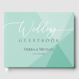 Livro De Visitas Casamento Geométrico da Modern Mint Green
