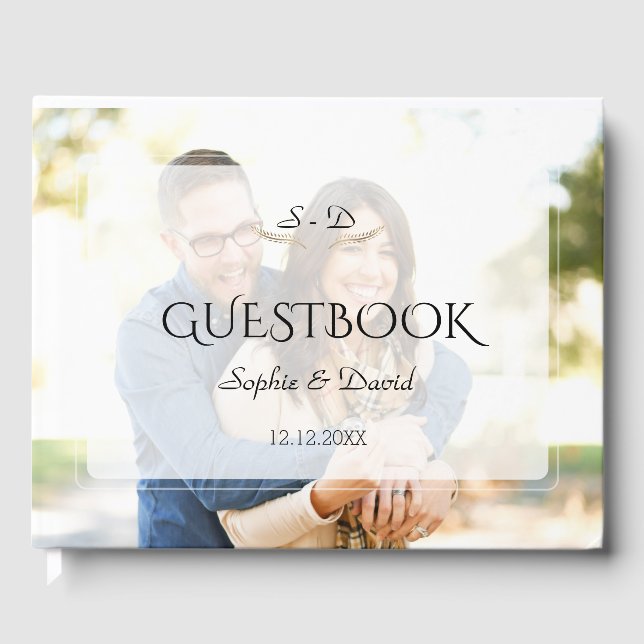 Livro De Visitas Casamento Geométrico de Foto Desbotada Caprichosa (Frente)