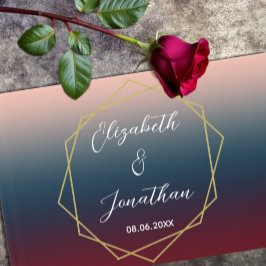 Livro De Visitas Casamento Geométrico do Ombre Blush Marinho Burgun