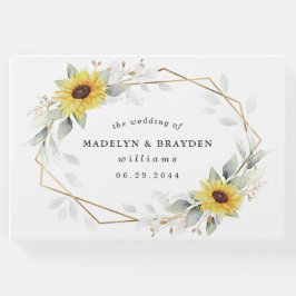 Livro De Visitas Casamento Geométrico Dourado do Elegante Rústico d